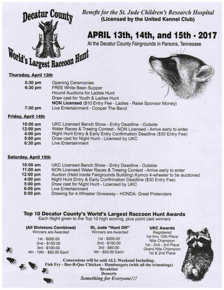Decatur County World's Largest Raccoon Hunt to Benefit St. Jude ...